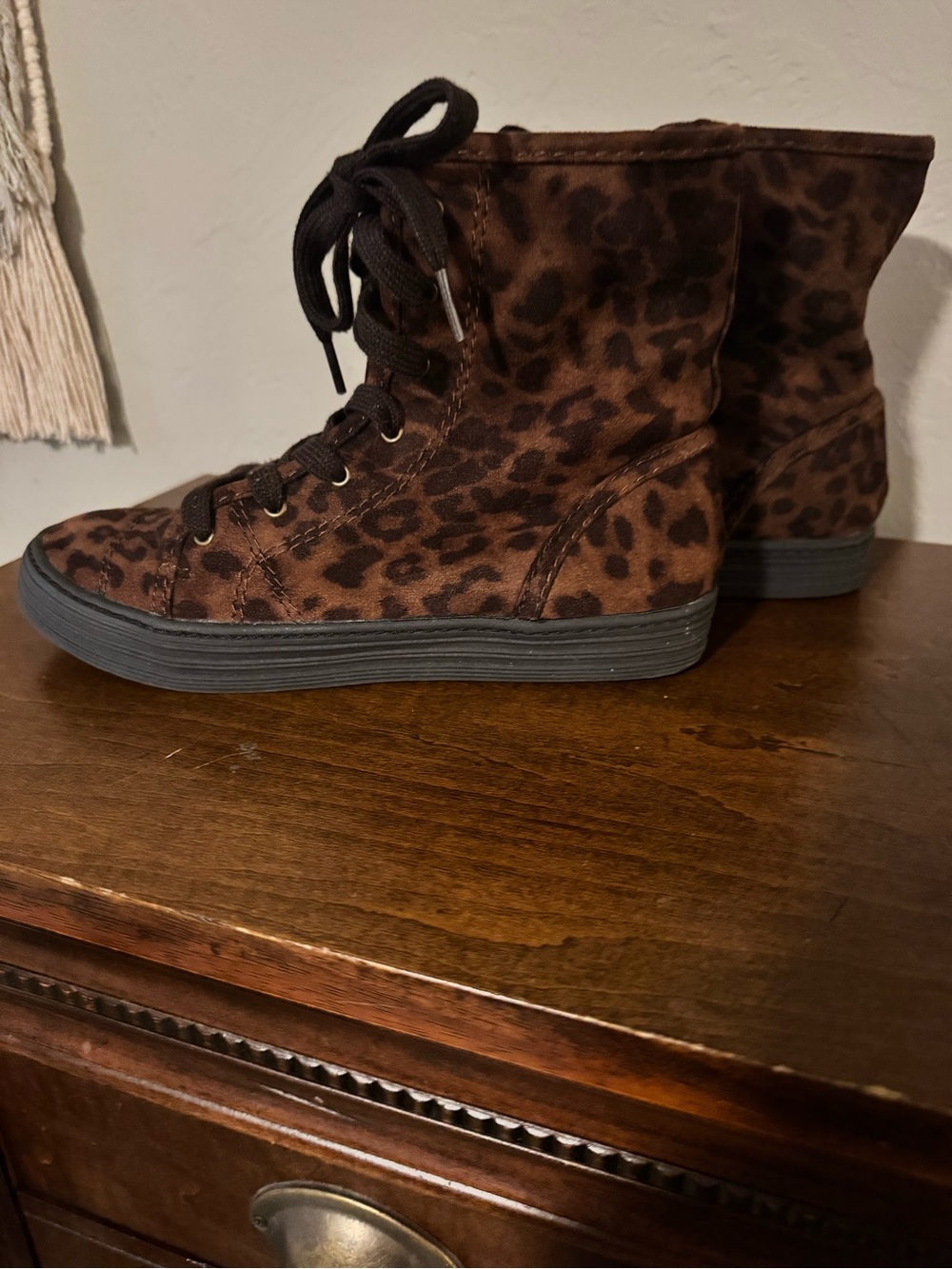 Airwalk Leopard-Print Lace-Up High Top Boots - Brown